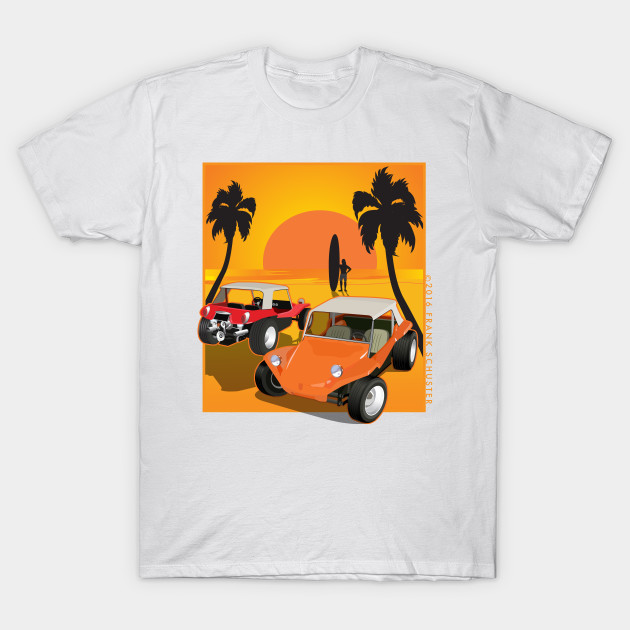 Dune Buggy  Front and Back with Sunset and Surfer Dune Buggies by PauHanaDesign